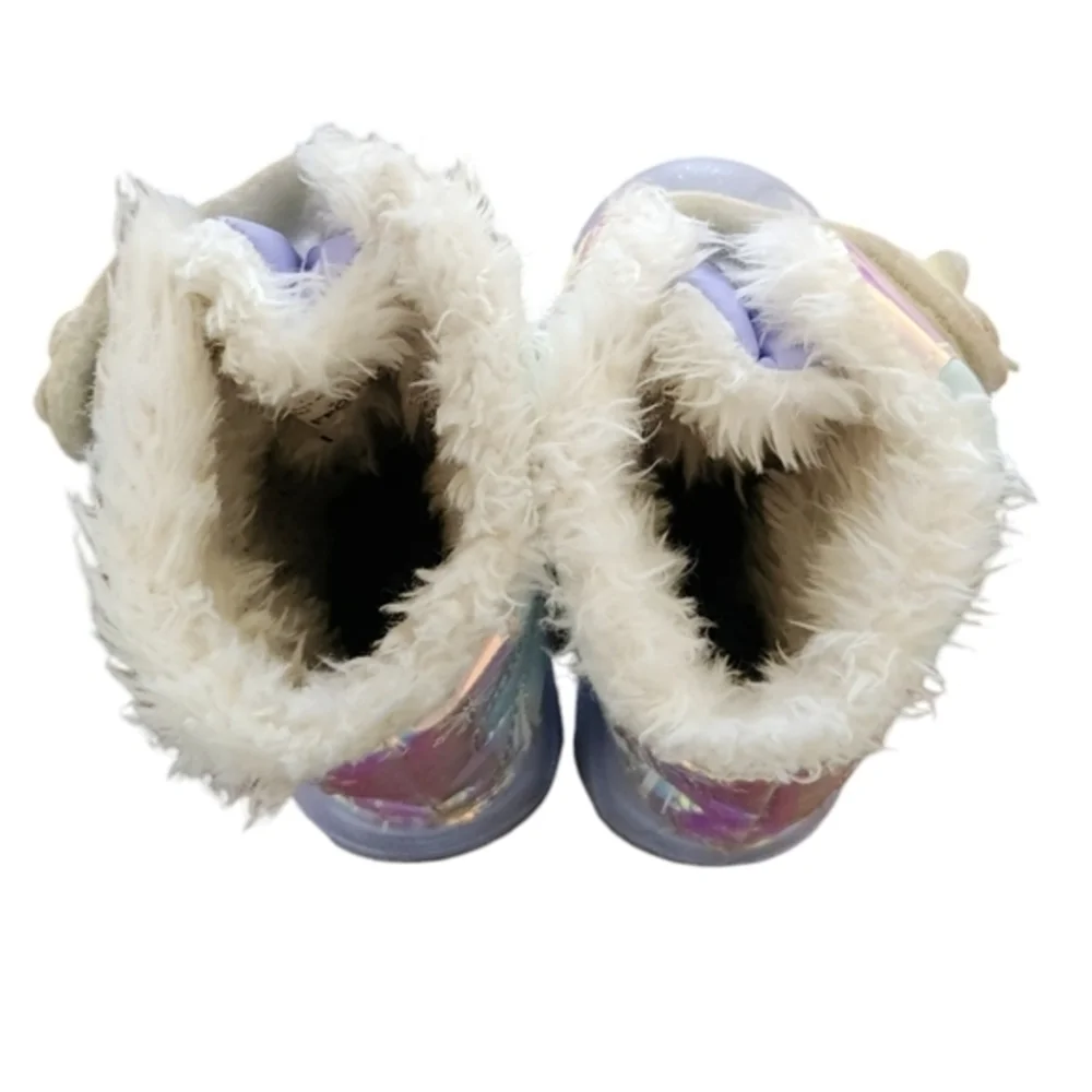 Disney LED‎ Light Up Toddler Girls' Frozen Winter Boots Blue with Glitter Size 6